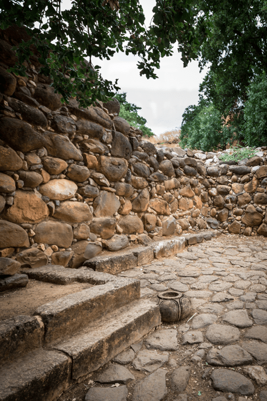 Well-preserved city walls and outer gate of Tel Dan in Israel
