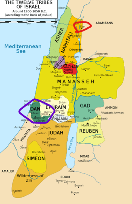 Detailed map of Biblical Israel highlighting the territorial divisions of the 12 tribes of Israel