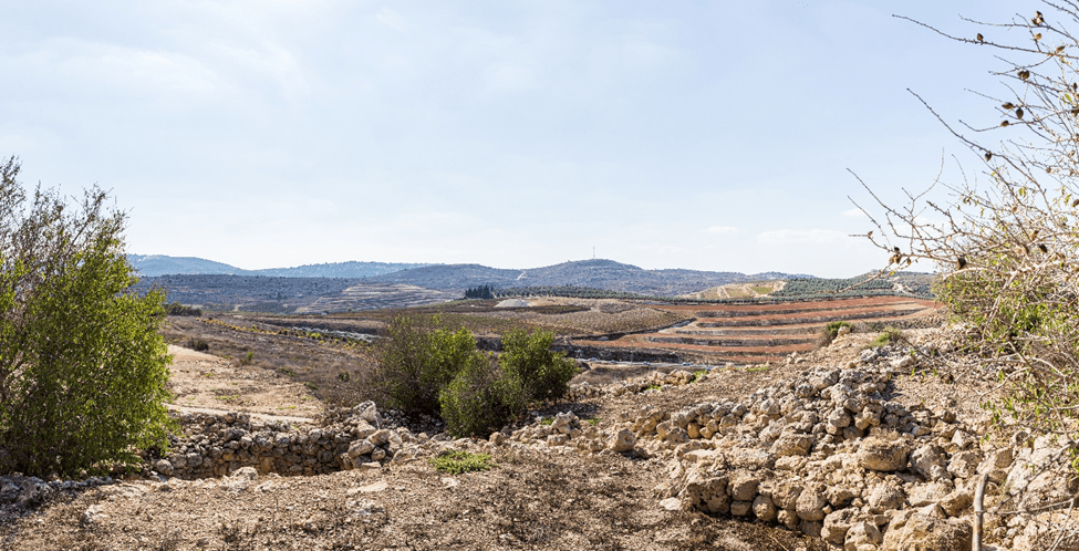 View of the Hills of Samaria Israel as seen from Tel Shiloh