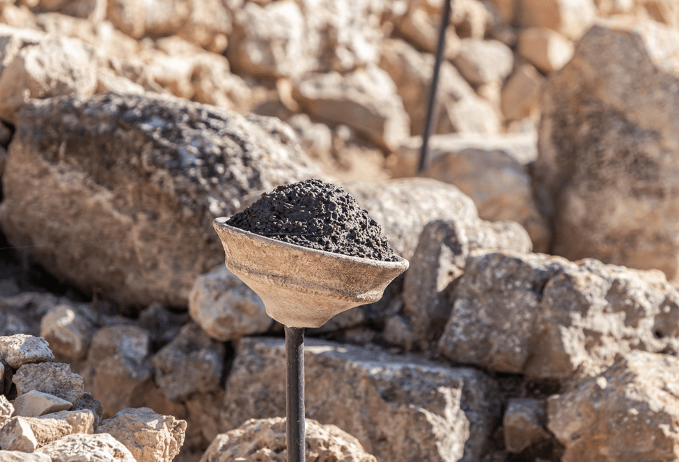 Ancient incense vessel on display at Shiloh near the Tabernacle